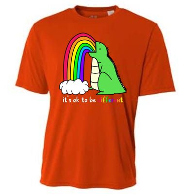 It's Ok To Be Different Autism Awareness Dinosaur Cooling Performance Crew T-Shirt