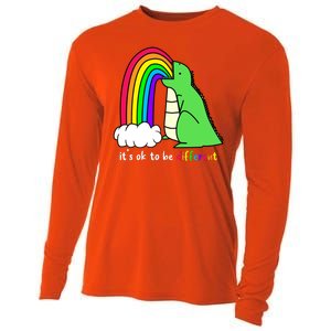 It's Ok To Be Different Autism Awareness Dinosaur Cooling Performance Long Sleeve Crew