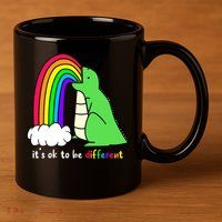 It's Ok To Be Different Autism Awareness Dinosaur 11oz C Handle Ceramic Mug