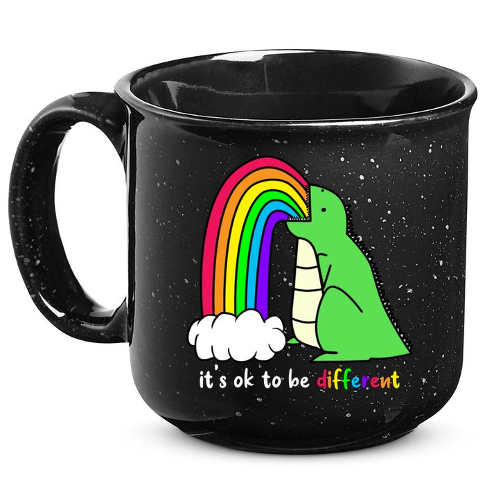 It's Ok To Be Different Autism Awareness Dinosaur 15oz Campfire Ceramic Mug