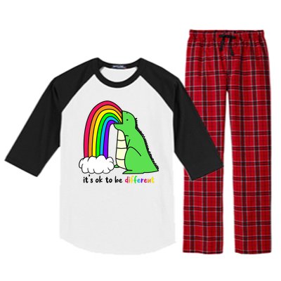 It's Ok To Be Different Autism Awareness Dinosaur Raglan Sleeve Pajama Set