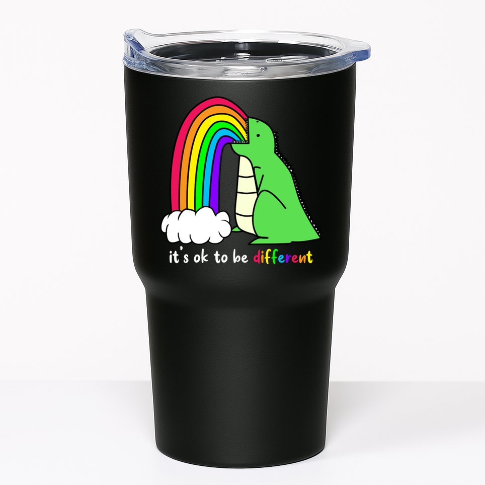 It's Ok To Be Different Autism Awareness Dinosaur Tumbler