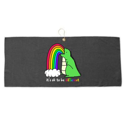 It's Ok To Be Different Autism Awareness Dinosaur Large Microfiber Waffle Golf Towel