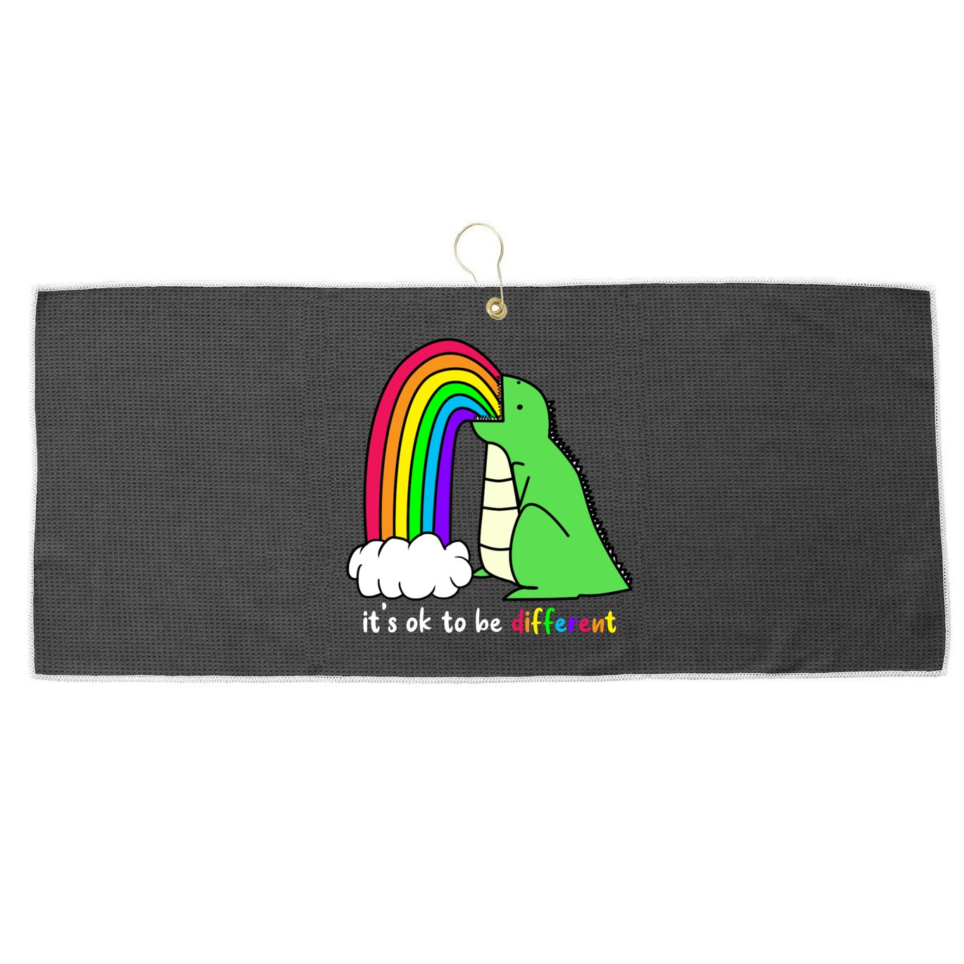 It's Ok To Be Different Autism Awareness Dinosaur Large Microfiber Waffle Golf Towel