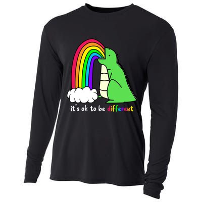 It's Ok To Be Different Autism Awareness Dinosaur Cooling Performance Long Sleeve Crew