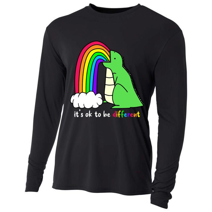 It's Ok To Be Different Autism Awareness Dinosaur Cooling Performance Long Sleeve Crew