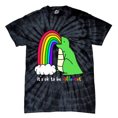 It's Ok To Be Different Autism Awareness Dinosaur Tie-Dye T-Shirt