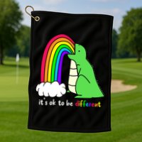 It's Ok To Be Different Autism Awareness Dinosaur Golf Towel