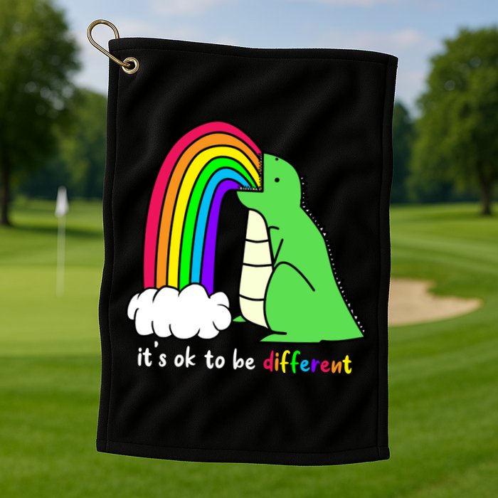 It's Ok To Be Different Autism Awareness Dinosaur Golf Towel