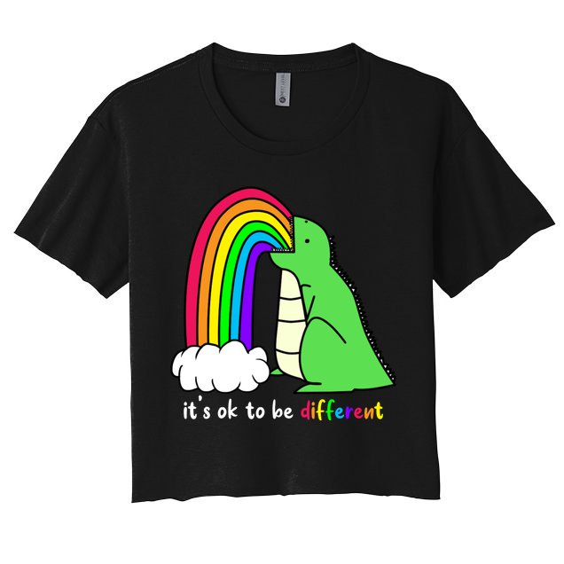 It's Ok To Be Different Autism Awareness Dinosaur Crop Top