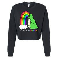 It's Ok To Be Different Autism Awareness Dinosaur Cropped Pullover Crew
