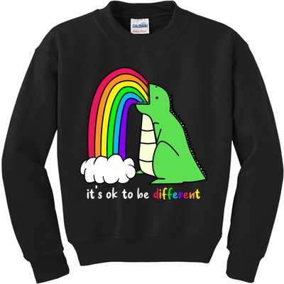 It's Ok To Be Different Autism Awareness Dinosaur Kids Sweatshirt