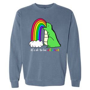 It's Ok To Be Different Autism Awareness Dinosaur Garment-Dyed Sweatshirt