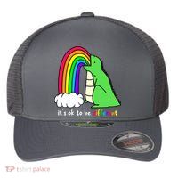 It's Ok To Be Different Autism Awareness Dinosaur Flexfit Unipanel Trucker Cap