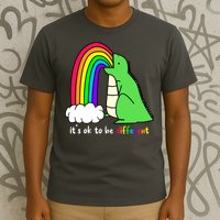 It's Ok To Be Different Autism Awareness Dinosaur T-Shirt