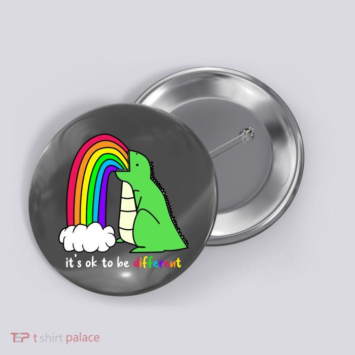 It's Ok To Be Different Autism Awareness Dinosaur Button