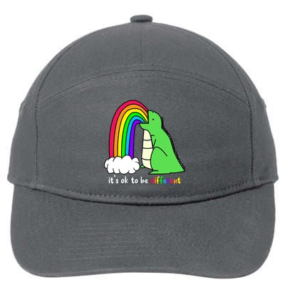 It's Ok To Be Different Autism Awareness Dinosaur 7-Panel Snapback Hat