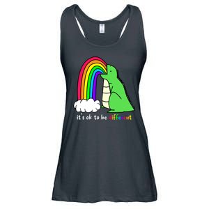 It's Ok To Be Different Autism Awareness Dinosaur Ladies Essential Flowy Tank