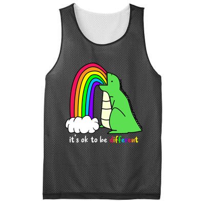 It's Ok To Be Different Autism Awareness Dinosaur Mesh Reversible Basketball Jersey Tank
