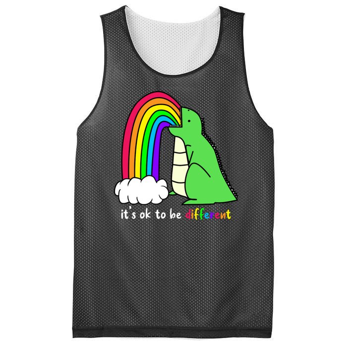 It's Ok To Be Different Autism Awareness Dinosaur Mesh Reversible Basketball Jersey Tank