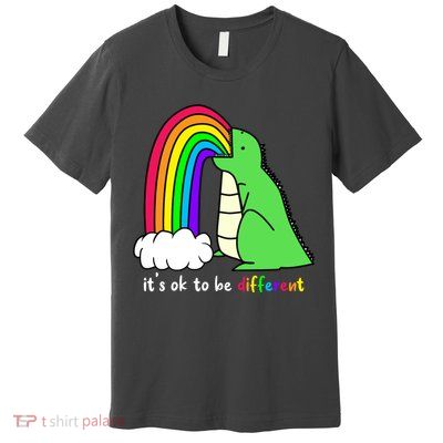 It's Ok To Be Different Autism Awareness Dinosaur Premium T-Shirt