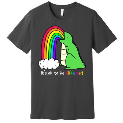 It's Ok To Be Different Autism Awareness Dinosaur Premium T-Shirt