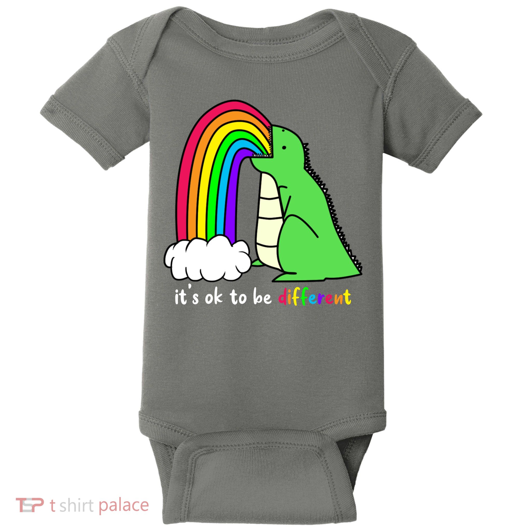 It's Ok To Be Different Autism Awareness Dinosaur Baby Bodysuit