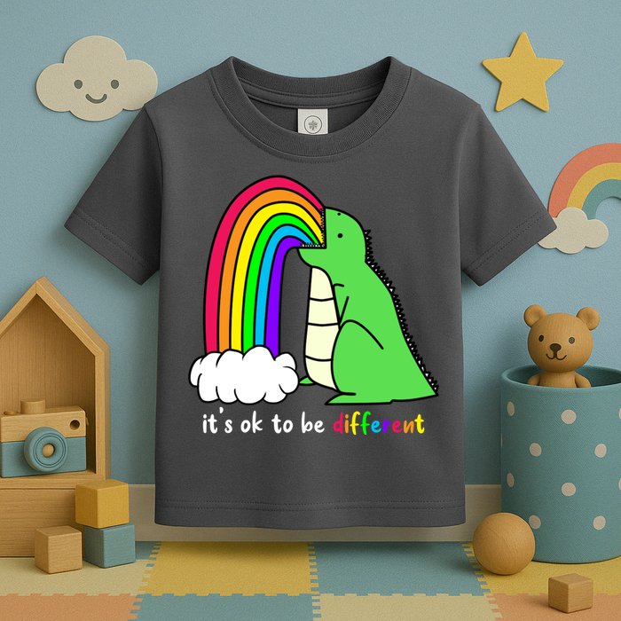 It's Ok To Be Different Autism Awareness Dinosaur Toddler T-Shirt