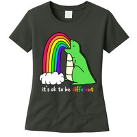 It's Ok To Be Different Autism Awareness Dinosaur Womens T-Shirt
