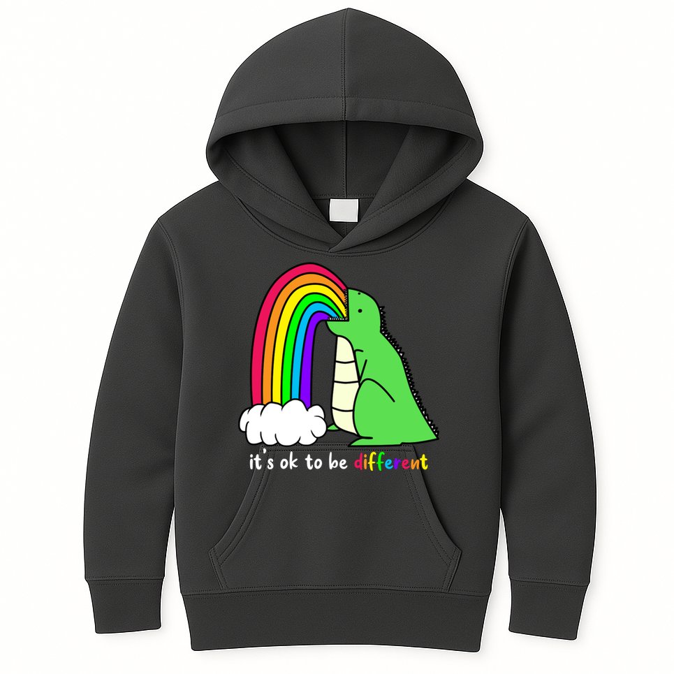 It's Ok To Be Different Autism Awareness Dinosaur Kids Hoodie
