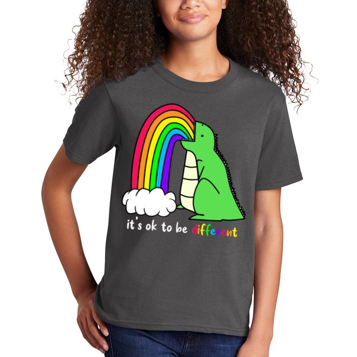 It's Ok To Be Different Autism Awareness Dinosaur Kids T-Shirt