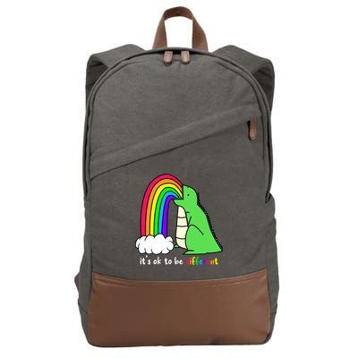 It's Ok To Be Different Autism Awareness Dinosaur Cotton Canvas Backpack