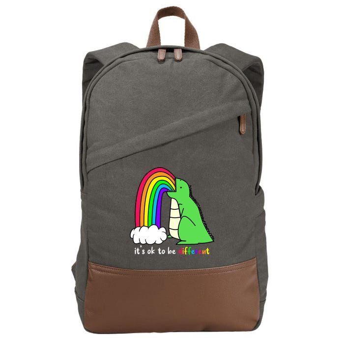 It's Ok To Be Different Autism Awareness Dinosaur Cotton Canvas Backpack