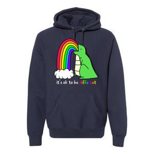 It's Ok To Be Different Autism Awareness Dinosaur Premium Hoodie