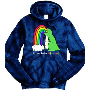 It's Ok To Be Different Autism Awareness Dinosaur Tie Dye Hoodie