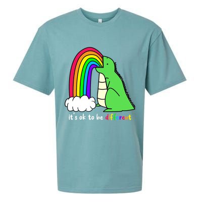 It's Ok To Be Different Autism Awareness Dinosaur Sueded Cloud Jersey T-Shirt