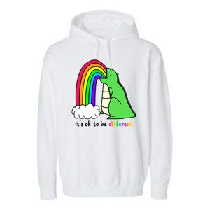 It's Ok To Be Different Autism Awareness Dinosaur Garment-Dyed Fleece Hoodie