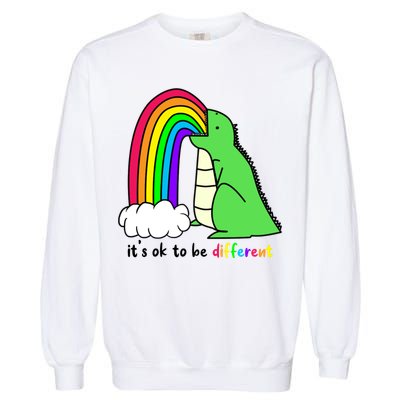 It's Ok To Be Different Autism Awareness Dinosaur Garment-Dyed Sweatshirt