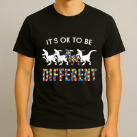 It's Ok To Be Different Autism Awareness Dinosaur T-Shirt