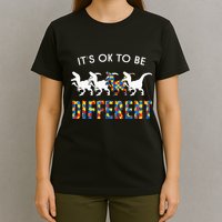 It's Ok To Be Different Autism Awareness Dinosaur T-Shirt