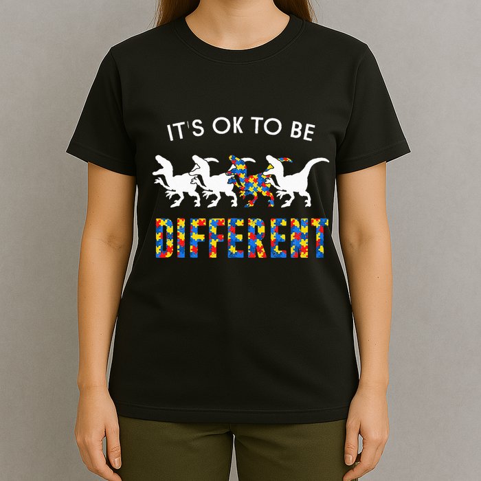 It's Ok To Be Different Autism Awareness Dinosaur T-Shirt