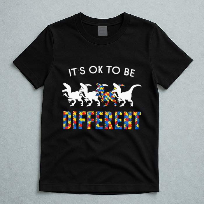 It's Ok To Be Different Autism Awareness Dinosaur T-Shirt