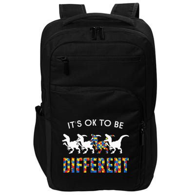 It's Ok To Be Different Autism Awareness Dinosaur Impact Tech Backpack