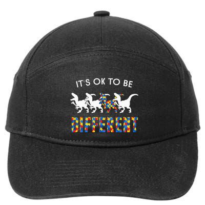 It's Ok To Be Different Autism Awareness Dinosaur 7-Panel Snapback Hat