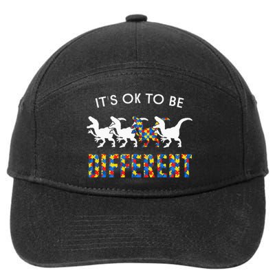 It's Ok To Be Different Autism Awareness Dinosaur 7-Panel Snapback Hat