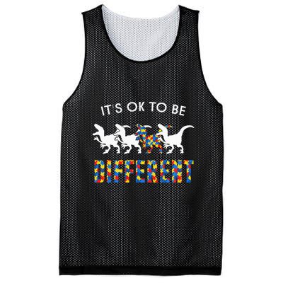 It's Ok To Be Different Autism Awareness Dinosaur Mesh Reversible Basketball Jersey Tank
