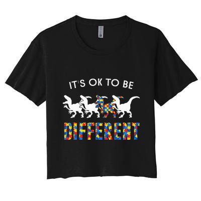 It's Ok To Be Different Autism Awareness Dinosaur Crop Top