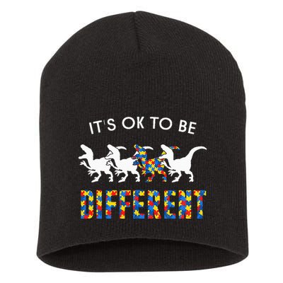 It's Ok To Be Different Autism Awareness Dinosaur Short Acrylic Beanie