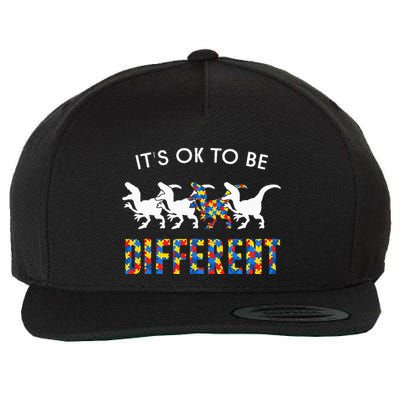 It's Ok To Be Different Autism Awareness Dinosaur Wool Snapback Cap