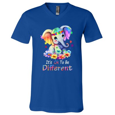 Its Ok To Be Different Autism Awareness Acceptance V-Neck T-Shirt